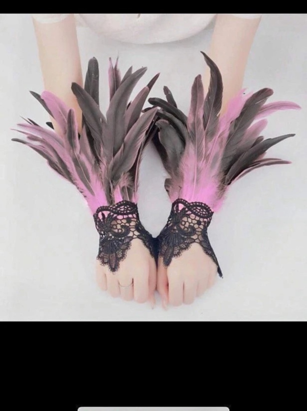 Black & Pink Feather Ankle or wrist p1 Cuffs NWT